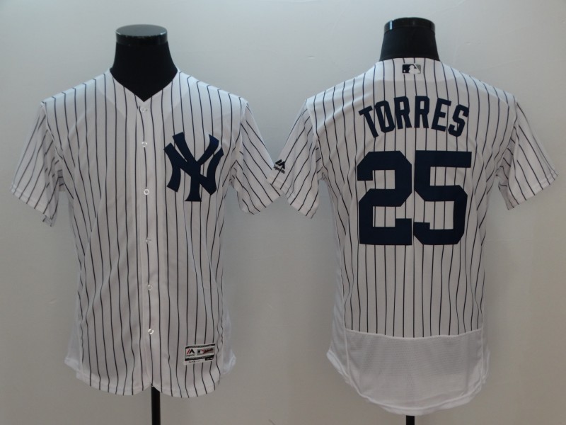 Men New York Yankees #25 Torres White Elite MLB Jerseys
